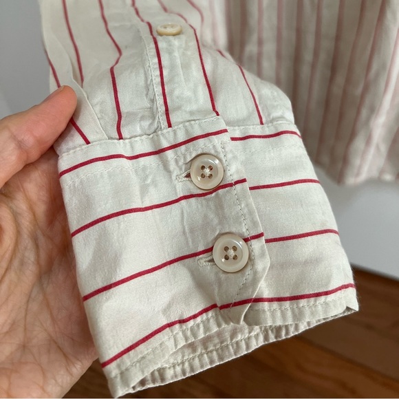 Isabel Marant Cream and Red Striped Button Down Shirt - Picture 4 of 13